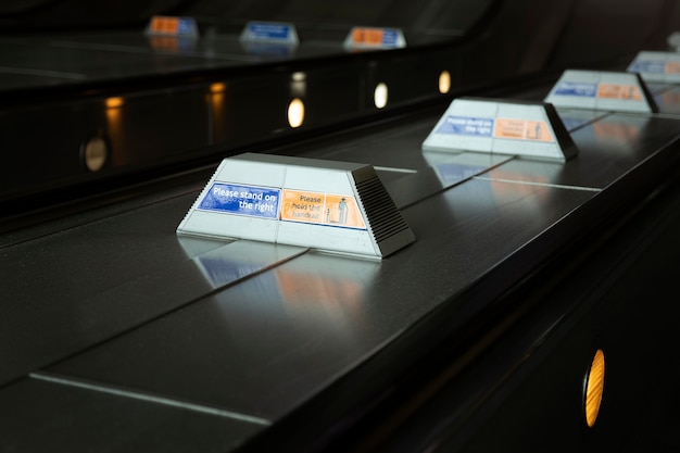 Free photo informative signs on escalators