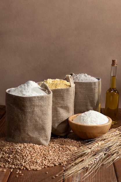 Ingredient bags full of flour