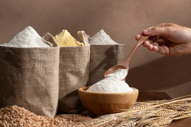 Ingredient bags full of flour