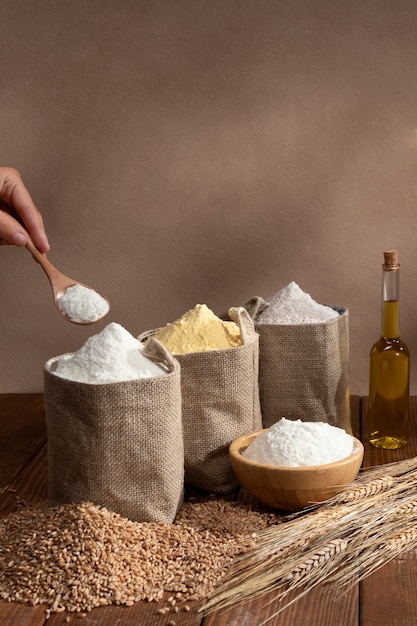 Ingredient bags full of flour