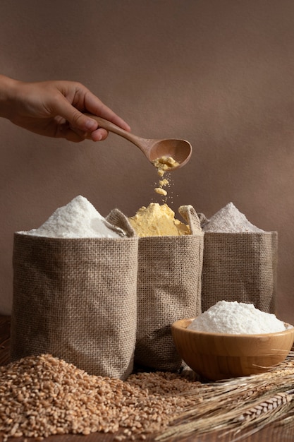 Ingredient bags full of flour