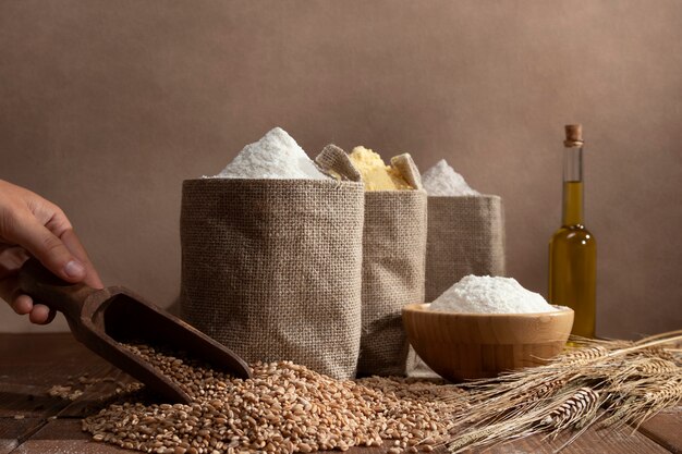 Ingredient bags full of flour