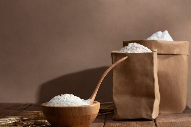 Free photo ingredient bags full of flour