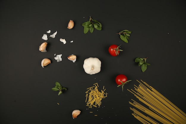 Ingredients for cooking spaghetti