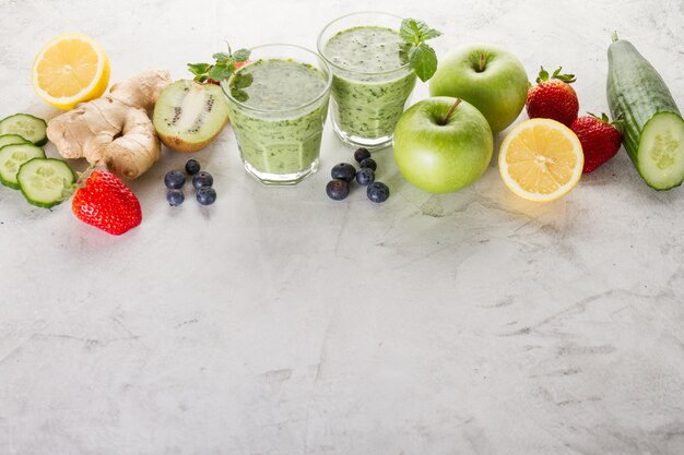 Ingredients for a green smoothie