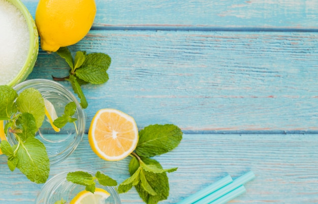 Ingredients for refreshing lemonade