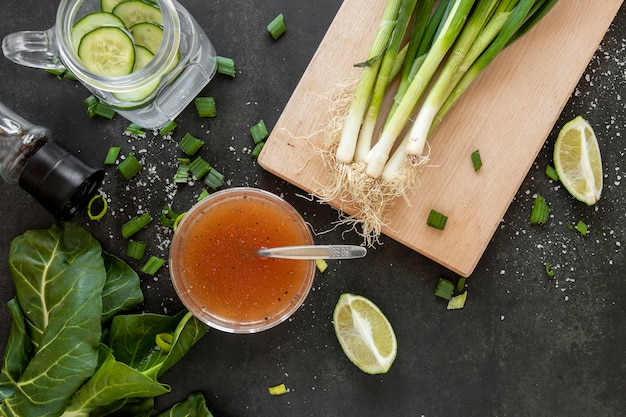 Ingredients for salad on table