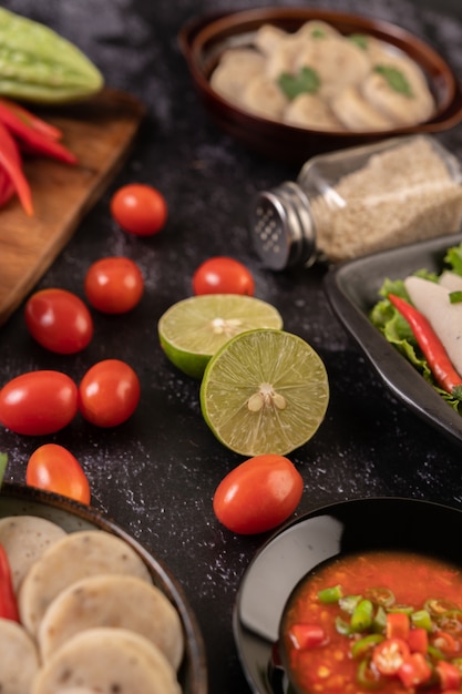 The ingredients used for the salad include tomatoes, peppers, lime and bitter gourd.