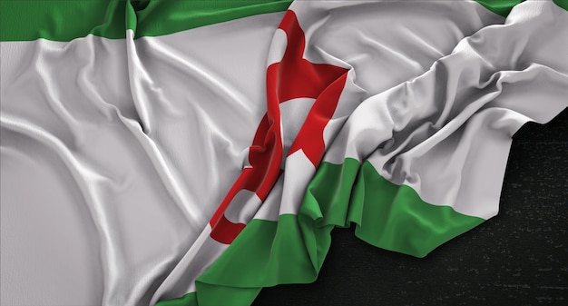 Ingushetia Flag Wrinkled On Dark Background 3D Render