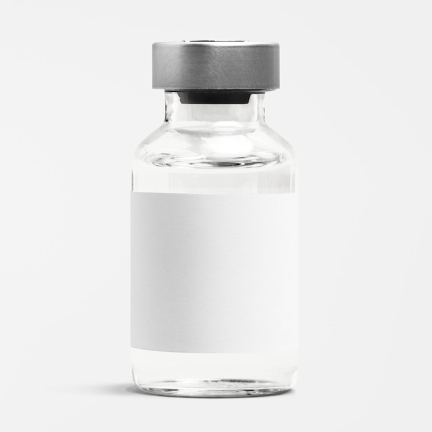 Free photo injection bottle glass vial with blank white label