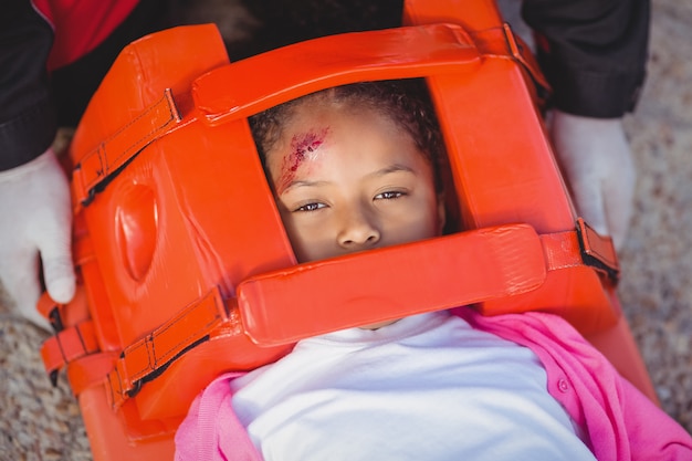 Injured girl treated by paramedic