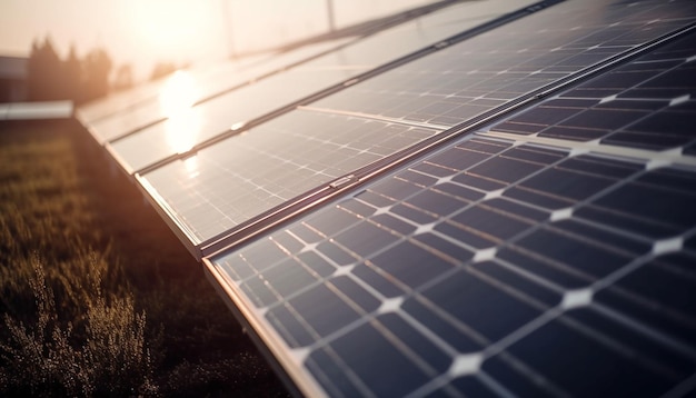 Бесплатное фото Инновационная ферма с солнечными панелями вырабатывает чистую возобновляемую электроэнергию, вырабатываемую искусственным интеллектом