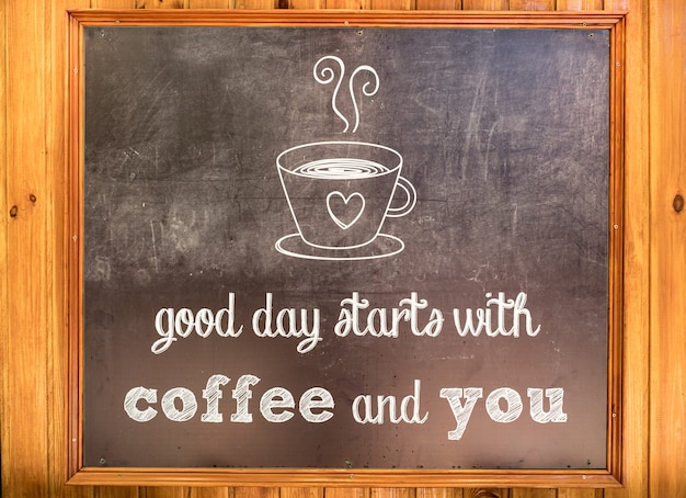 Free photo inscription about coffee on a board