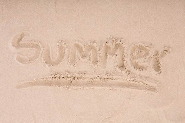 Inscription on wet sand Summer