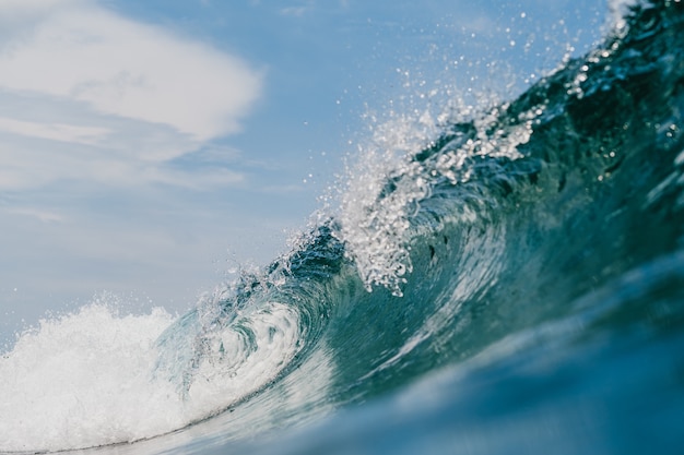 Inside view of the huge breaking wave of the sea in Mentawai islands, Indonesia