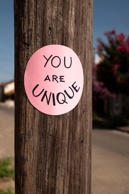 Free photo inspirational quote sticker on pole