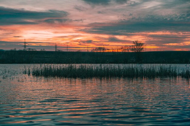 Inspiring view of sunset light