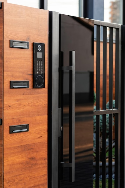 Intercom on main gate of residential building