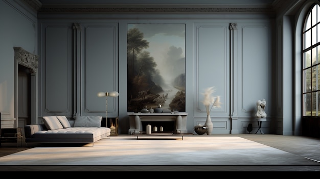 ネオクラシック様式のインテリアデザイン家具と装飾