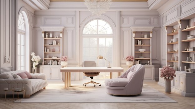 Дизайн интерьера в неоклассическом стиле с мебелью и декором