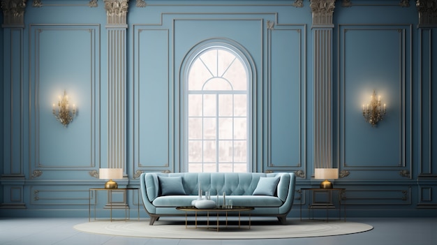 Free photo interior design in neoclassical style with furnishings and decor