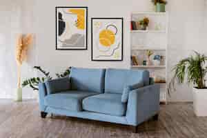 Free photo interior design with photoframes and plants