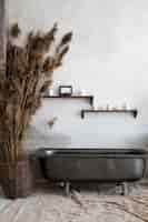 Free photo interior design with vintage bathtub