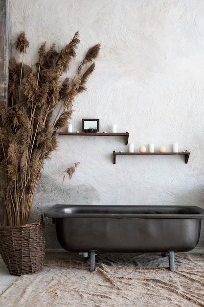 Interior design with vintage bathtub