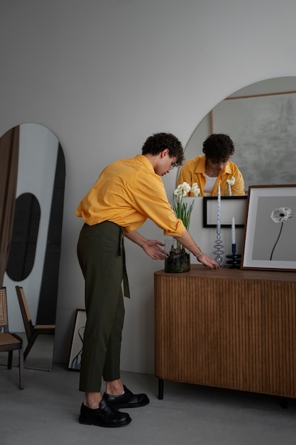 Free Photo interior designer working on decoration project