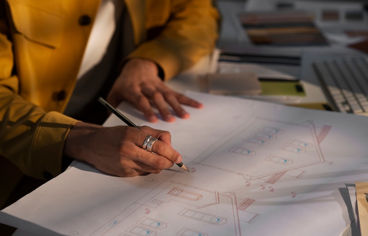 Free Photo interior designer working out of the office