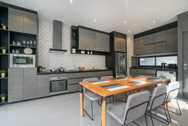 Interior Home Design In Living Room With Open Kitchen In The