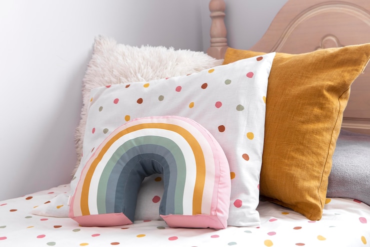 Free Photo interior of kids room decoration with pillows