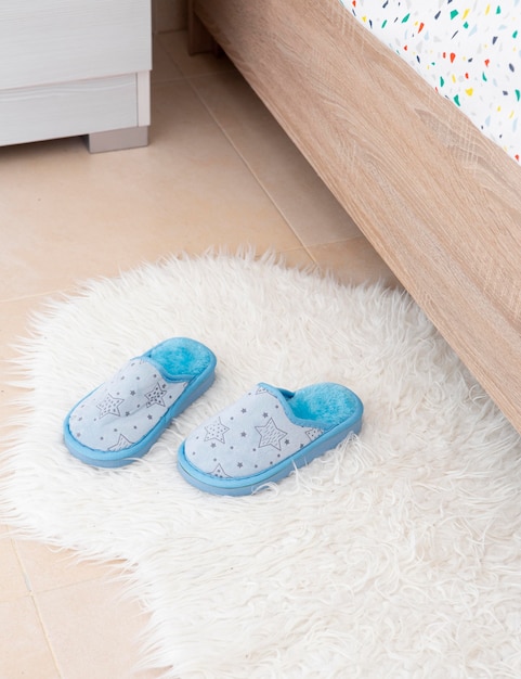 Interior of kids room decoration with shoes