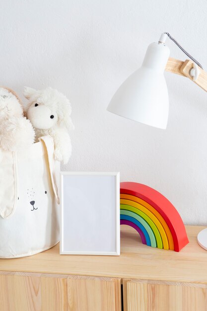 Interior of kids room decoration with toys