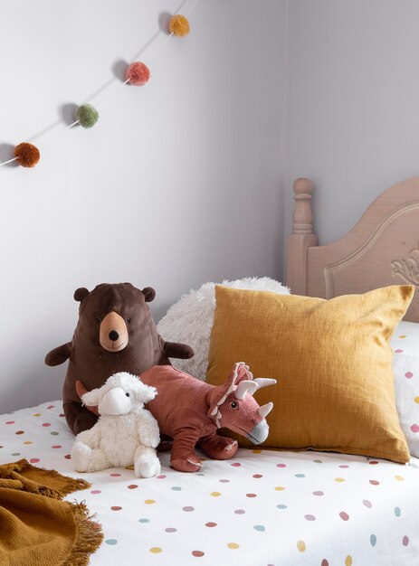 Interior of kids room decoration with toys