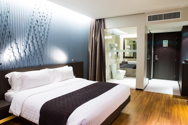 Interior of modern comfortable hotel room