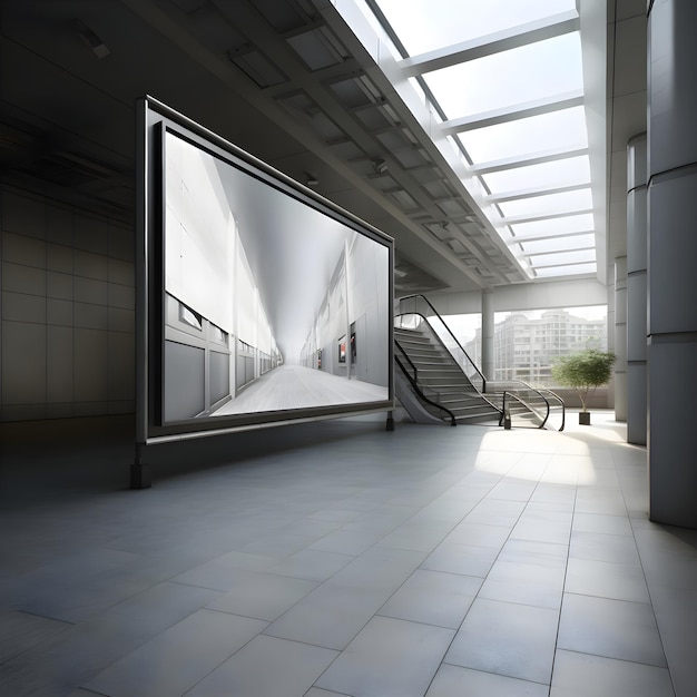 Free photo interior of a modern office building 3d rendering mock up