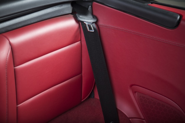 Interior of a modern red luxury sport car