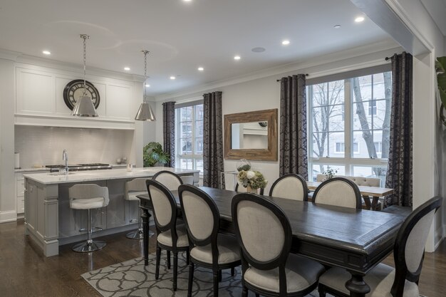 Interior shot of a luxurious house dining room