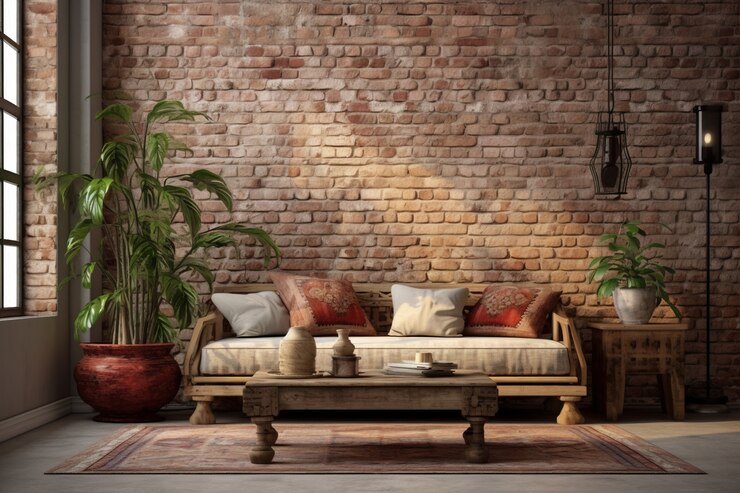 Free Photo interior space decorated in boho style