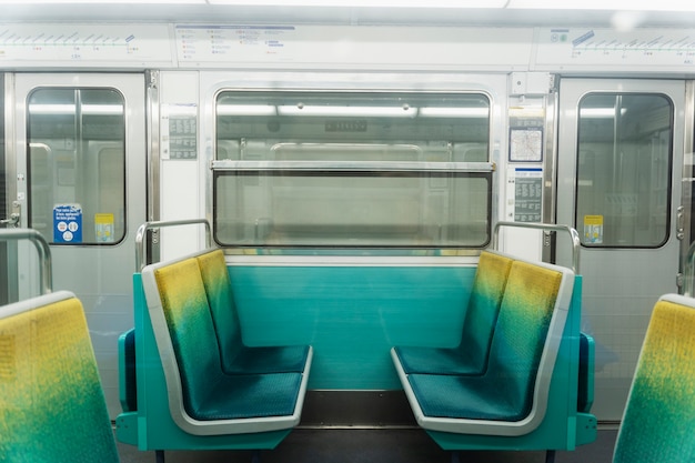 The interior of a subway train