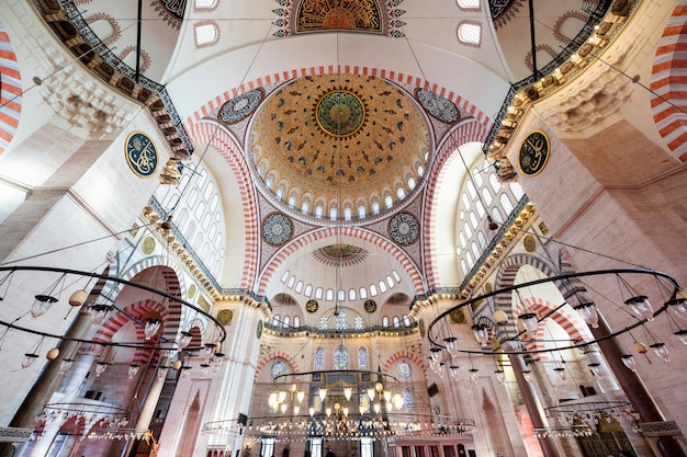 Interior of the Suleymaniye Mosque in Istanbul Turkey