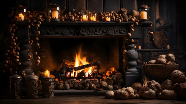 interior wooden fireplace