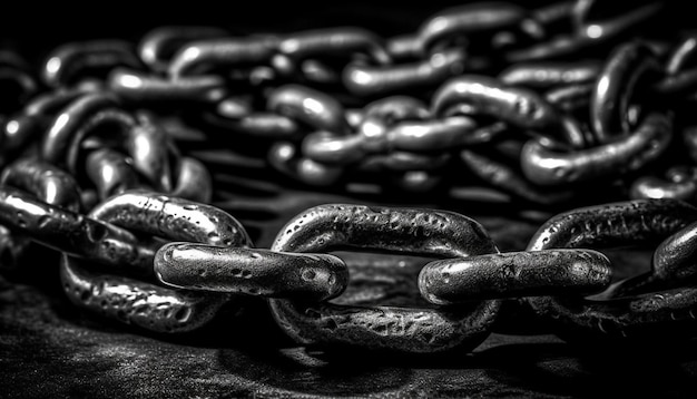 Interlocked steel chain links a symbol of strength generated by AI