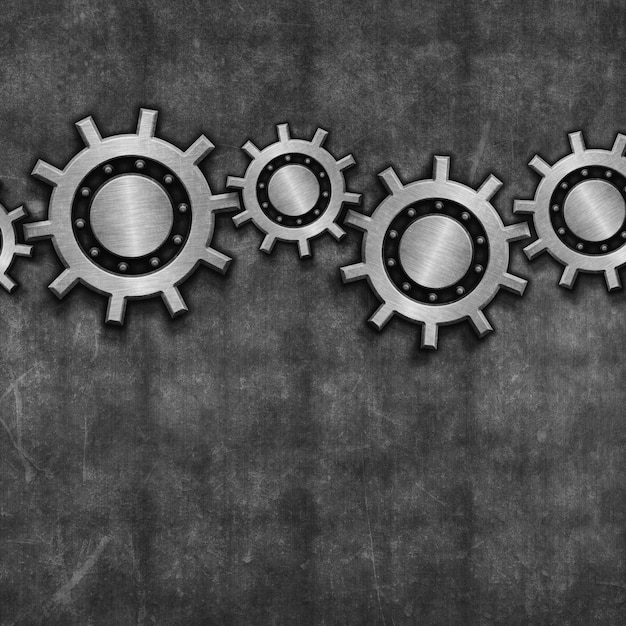 Interlocking gears on grunge background