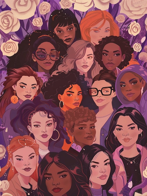 International women's day celebration and equal right in digital art style