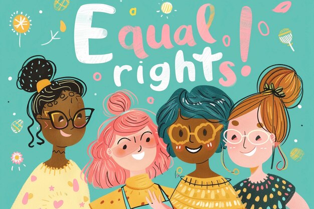 International women's day celebration and equal right in digital art style