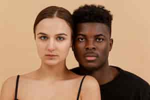 Free photo interracial couple portrait close-up