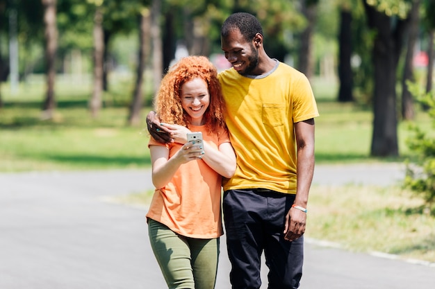 Interracial couple spending time together