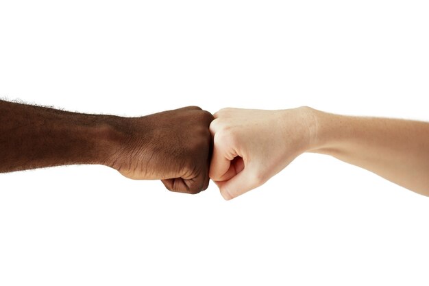 分離した人種の人間の手